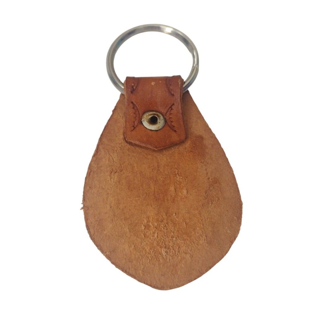 Vintage Tooled Leather Floral Rose Key Chain Fob Hippie Boho Handmade - Picture 2 of 3